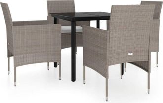 vidaXL Vidaxl - Juego De Comedor De Jard&iacute;n 5 Piezas Con Cojines Beige Y Negro