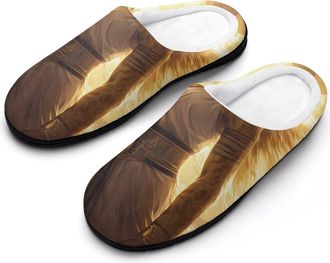 Generic Sekhmet Cotton Slippers for Women Memory Foam Comfy House Shoes with Anti-Skid Rubber Sole