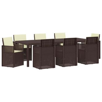 vidaXL Conjunto De Comedor De Jard&iacute;n 9 Uds. Marr&oacute;n Y Crema Pp Vidaxl