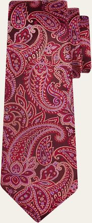 Kiton Mens Paisley Jacquard Silk 7-Fold Tie