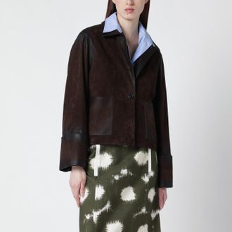 Loewe Giacca marrone effetto d&eacute;lav&eacute; in nappa di agnello