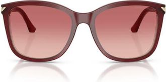 Emporio Armani 56mm Gradient Square Sunglasses in Shiny Bordeaux /Pink Red at Nordstrom