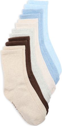 Yogalicious 6-Pack Rib Crew Socks in Sand And Sea Multi at Nordstrom Rack