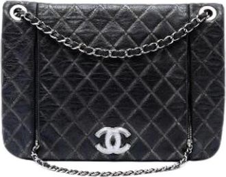 Chanel Pre-owned Vintage Quilted Flap Shoulder Bag - Dames - Vintage Schoudertas - Zwart - ONE Size - Leer - Vintage