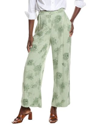 Gracia Elastic Waist Wide Leg Linen-Blend Pant