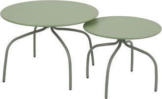 Oviala Juego de 2 mesas de centro nido para jard&iacute;n en color verde salvia