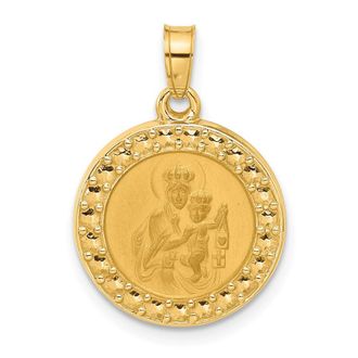 Diamond2Deal 14k Yellow Gold Hollow Our Lady of Mt Carmel Medal