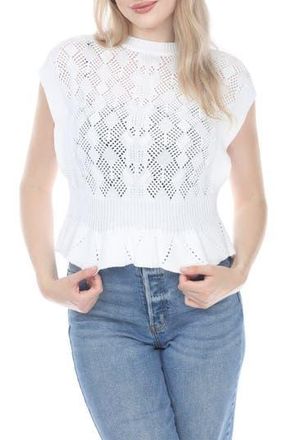 Rain + Rose Pointelle Sleeveless Sweater in White at Nordstrom Rack, Size X-Large