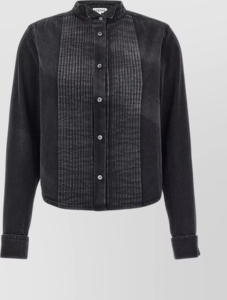 Loewe stand collar pleated front shirt