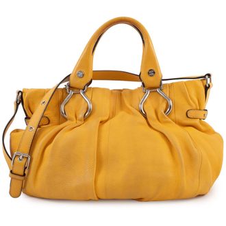 Celine Yellow Leather Shoulder Bag Tote Bag (Pre-Owned)