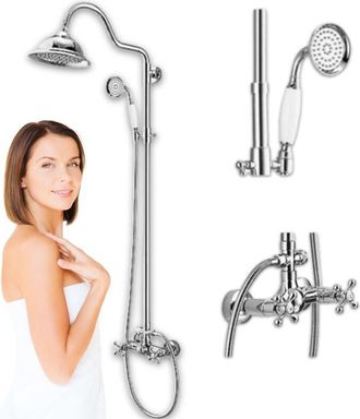 Desconocido Juego De Ducha S-1158 Retro Cromado