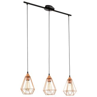 Loops Hanging Ceiling Pendant Light Copper Wire Cage 3x E27 Kitchen Island Feature