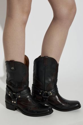Versace Sylvester Cowboy Boots, Womens, Black