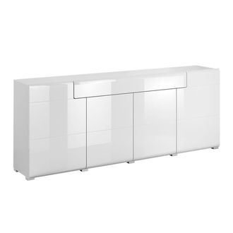 Petits Meubles Aparador 4 puertas 1 caj&oacute;n estratificado Blanco
