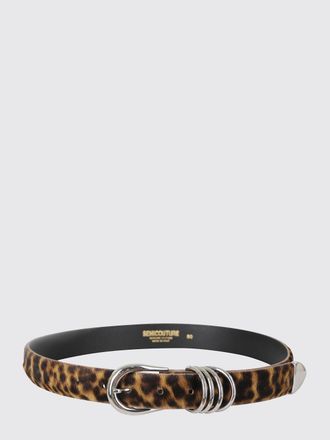 Semicouture Animal Print Calfskin Leather Belt with a Metallic Buckle