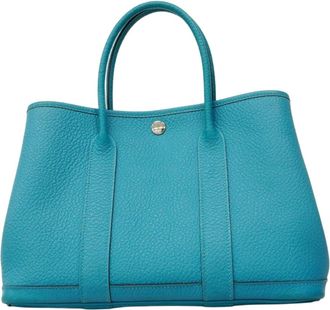 Herm&egrave;s Turquoise Blue Country Leather Tote Bag (Pre-Owned)