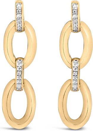 House of Brilliance Gold Vermeil Diamond Accent Bold Oval Link Earring