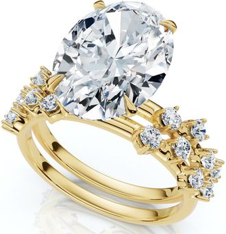 Pompeii3 Certified 5 1/2Ct Oval Diamond Engagement & Wedding Ring 14k Gold/Pt Lab Grown