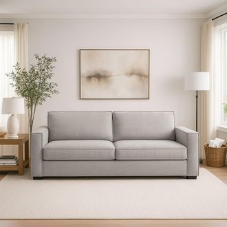 Dmora Sof&aacute; Fijo Dauder, Sof&aacute; De 2 Plazas, 100% Made In Italy, Sof&aacute; De Sal&oacute;n En Tela, Con Reposabrazos Delgados, Cm 160x95h90, Gris - Dmora