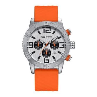 Breed Double Agent Chronograph Watch with Date in Silver/orange at Nordstrom