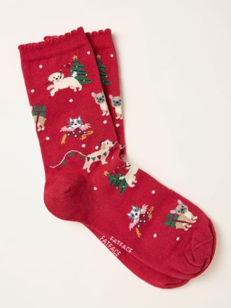 Fat Face FatFace Red Dogs Christmas Socks