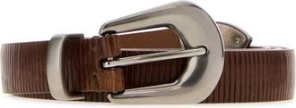 Brunello Cucinelli Leren Riem met Gravure - Dames - Riemen - Bruin - S - Leer - Accessoires