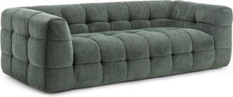 Oviala Sof&aacute; de 3 plazas en madera y poli&eacute;ster acolchado verde L 228 cm