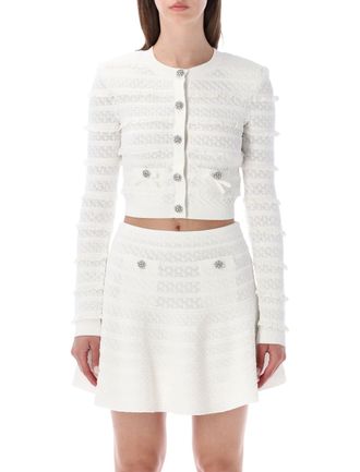 Self Portrait Pointelle Knit Cardigan