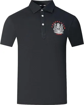 Aquascutum Mens Aquascutum Aldis London Logo Black Polo Shirt - Size: 40