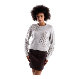 Pinko Pinko - Salisburgo Ronde Hals Trui - Dames - Truien - Grijs - Maat: L Wol