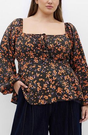 City Chic Gigi Floral Long Sleeve Blouse in Baby Bunch at Nordstrom, Size Xl