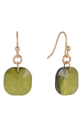Shelli Segal Cushion Cut Crystal Drop Earrings in Olivine at Nordstrom Rack