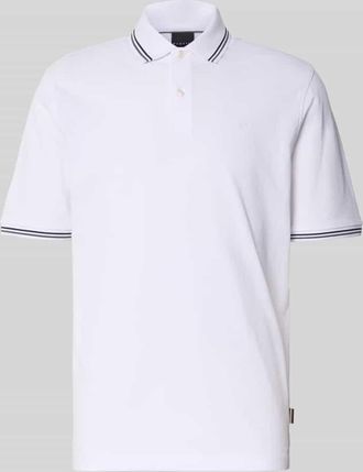 Bugatti Poloshirt mit kurzer Knopfleiste in Weiss, Größe XXXL