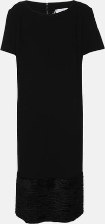 Marina Rinaldi Voyage By Marina Rinaldi Black Crepe Pleated Neck Midi Dress