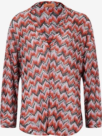 Missoni Weite glitzernde Bluse im Raschel-Spitzenstrick