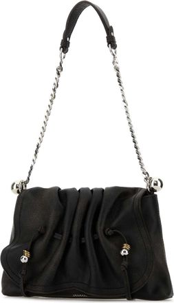Isabel Marant Womens Ruched Leather Shoulder Bag Black