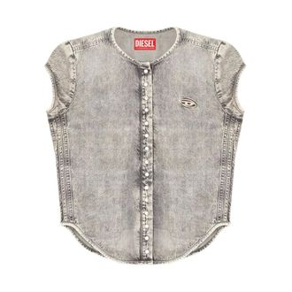 Diesel Front Button Fastening Logo Detail - female - Diesel - Blouses - Gray - XS - Blouses & Shirts
