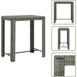 vidaXL The Living Store Tavolo da Bar da Giardino Grigio 100x60,5x110,5 cm Polyrattan - Tavolo da giardino