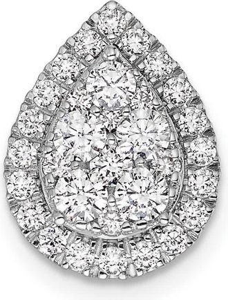 Diamond2Deal 14K White Gold Lab Grown Diamond Teardrop Chain Slide Pendant (0.7ct, VS, G-H)