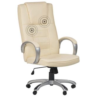 Beliani Beliani - Silla De Oficina De Piel Sint&eacute;tica Beige Funci&oacute;n Masaje Giratoria Altura Ajustable Respaldo Alto Asiento Calefactable Grandeur Ii