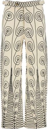 Bode Beige Embroidered Quillwork Pant