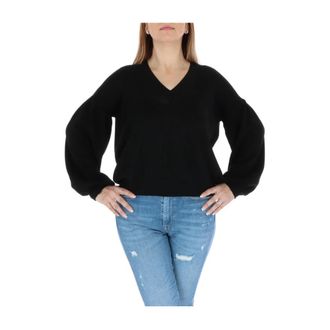 Pinko Zwart V-Hals Wollen Breigoed - Dames - V-hals truien - Zwart - M - Wol - Truien & Vesten