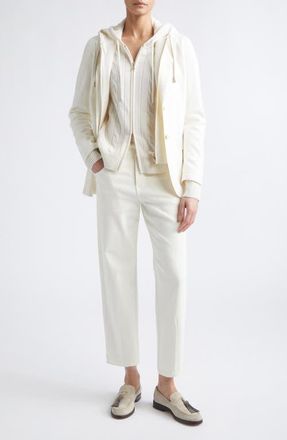 Eleventy Virgin Wool Blend Jacket with Hooded Bib in 150 Cream at Nordstrom, Size 38