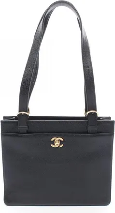 Chanel Black Grained Calfskin Handbag Tote Bag (Pre-Owned)