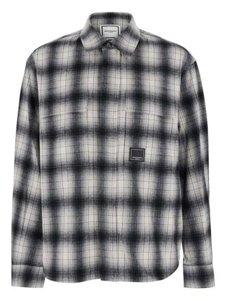 Wooyoungmi logo-patch check-pattern shirt - men - Cotton - 48 - Black