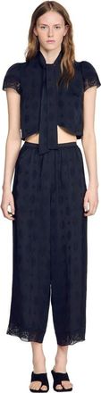 Sandro Fluid Paisley jacquard trousers in Black at Nordstrom, Size 38