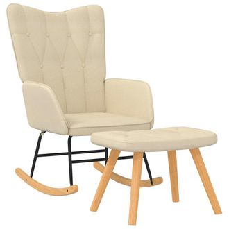 Les Tendances Les Tendances - Silla Mecedora Con Reposapi&eacute;s Tela Color Crema Vidaxl