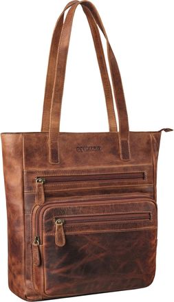 STILORD Jolene Womens Vintage Tote Bag Leather Handbag Large Genuine Leather Shoulder Bag with Many Compartments, Colour:prestige - brown