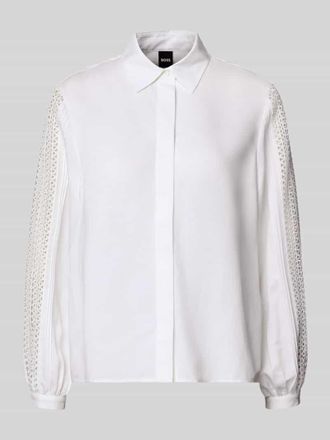 HUGO BOSS Relaxed Fit Hemdbluse aus Lyocell-Leinen-Mix Modell BADORA in Weiss, Gr&ouml;&szlig;e 32