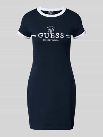 Guess Slim Fit Minikleid mit Logo-Stitching Modell Mila in Marine, Gr&ouml;&szlig;e XL